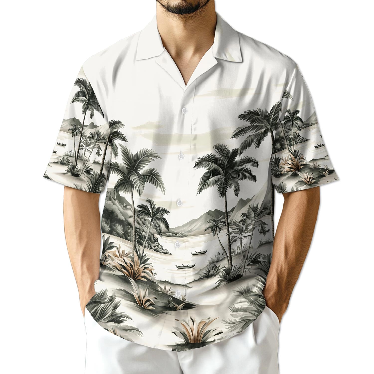Netecom Vintage Coconut Tree Hawaiian Shirt for Men