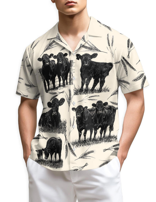 Netecom Vintage Cow Hawaiian Shirt for Men