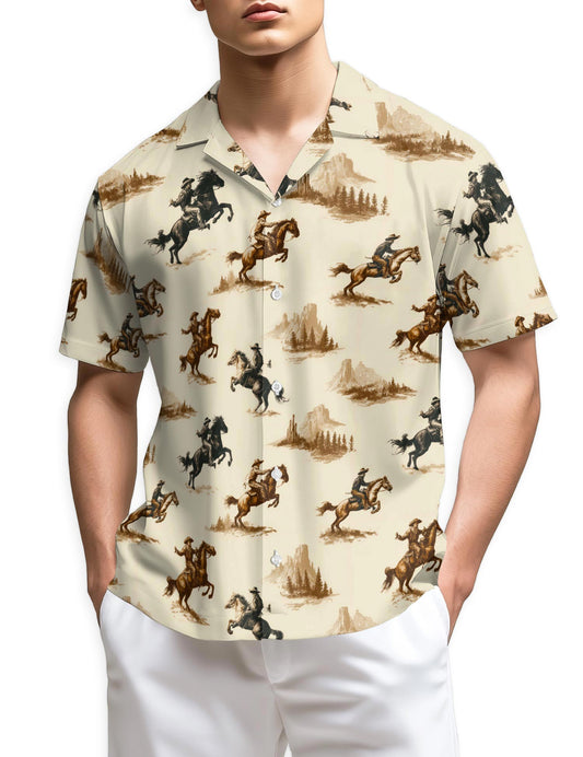 Netecom Vintage Cowboy Hawaiian Shirt for Men