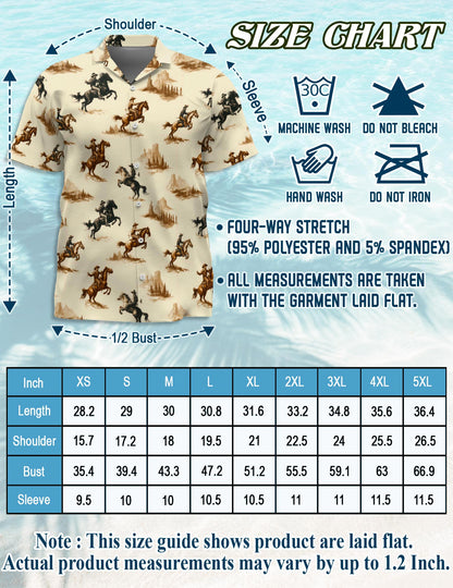 Netecom Vintage Cowboy Hawaiian Shirt for Men, Western Rodeo Style, Tropical Summer Beach Button Down Short Sleeve Shirts, S-5XL