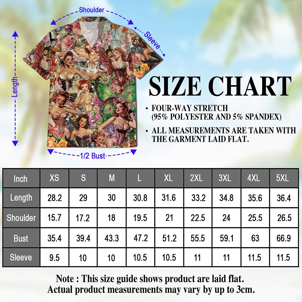 Netecom Vintage Dancer Pinup Carnival Hawaiian Shirt for Men Women, Floral Button Down Summer Beach Short Sleeve Shirts, S-5XL