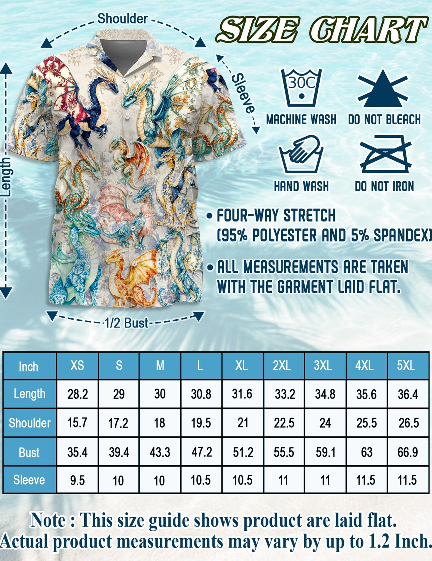 Netecom Vintage Dragon Hawaiian Shirt for Men, Retro Style, Button Down Summer Beach Short Sleeve, S-5XL