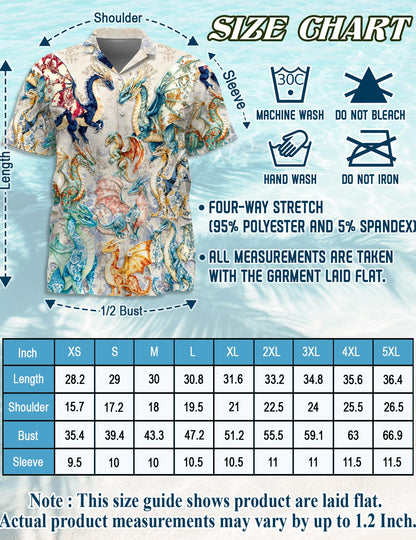 Netecom Vintage Dragon Hawaiian Shirt for Men, Retro Style, Button Down Summer Beach Short Sleeve, S-5XL