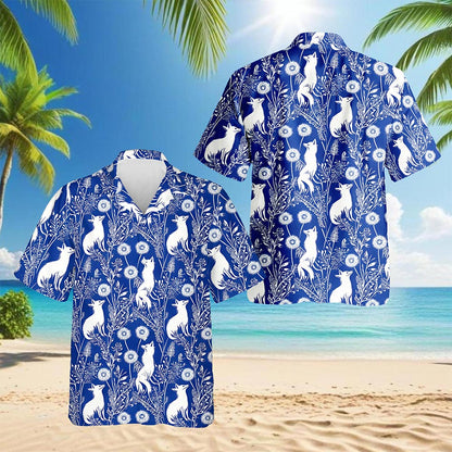Netecom Vintage Fox Hawaiian Shirt for Men, Retro Style, Button Down Summer Beach Short Sleeve, S-5XL
