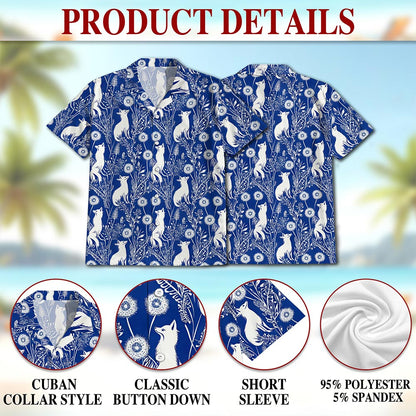 Netecom Vintage Fox Hawaiian Shirt for Men, Retro Style, Button Down Summer Beach Short Sleeve, S-5XL