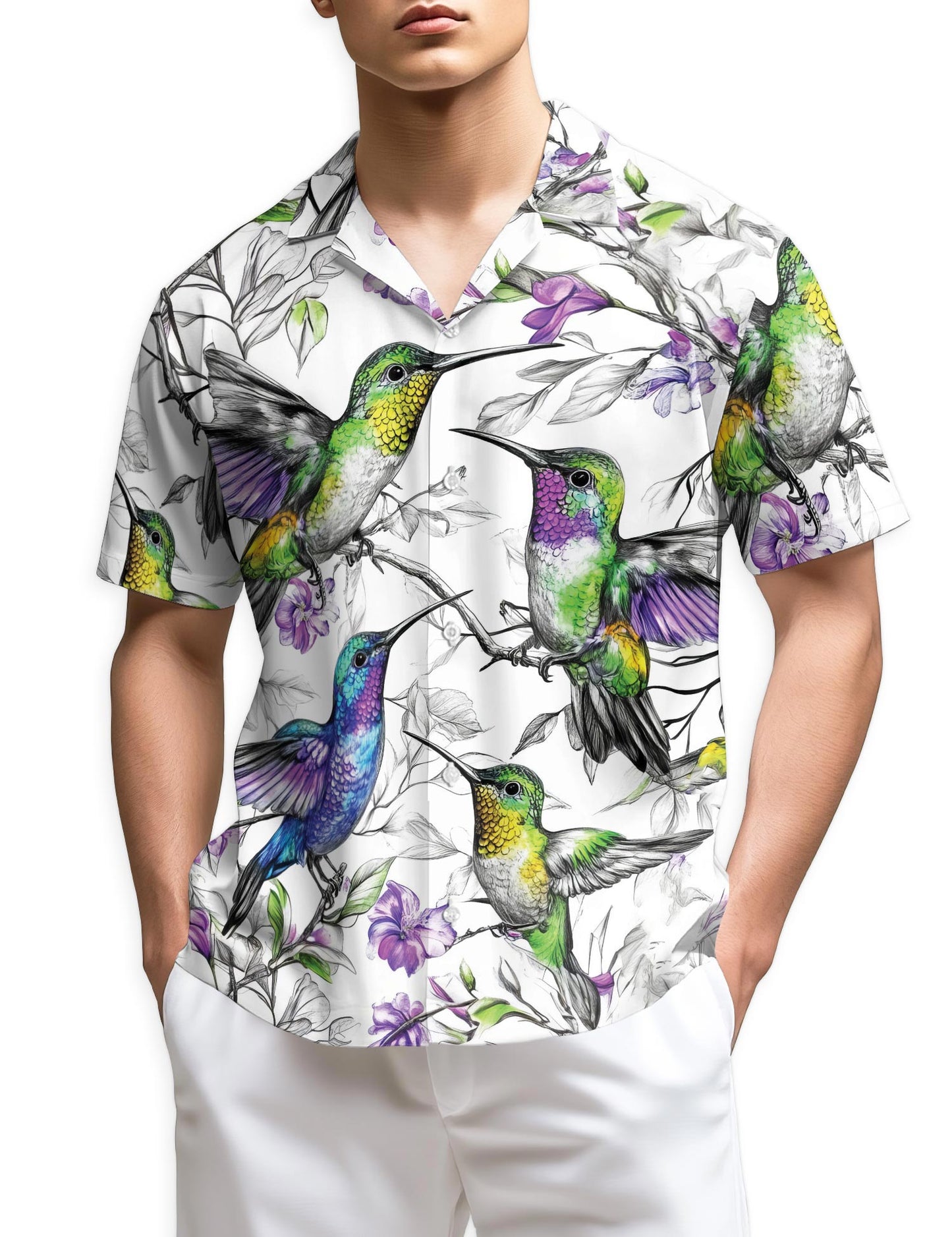 Netecom Vintage Hummingbirds Hawaiian Shirt for Men