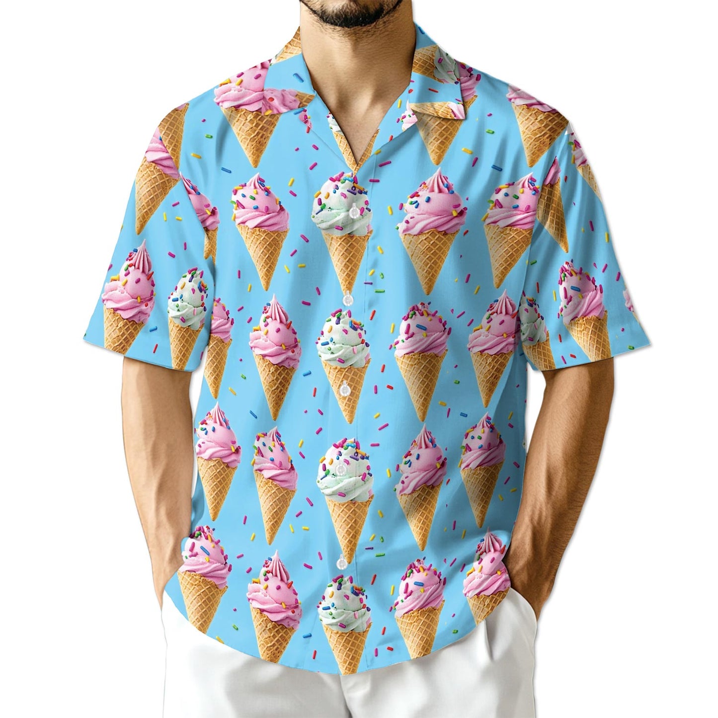 Netecom Vintage Ice Cream Hawaiian Shirt for Men