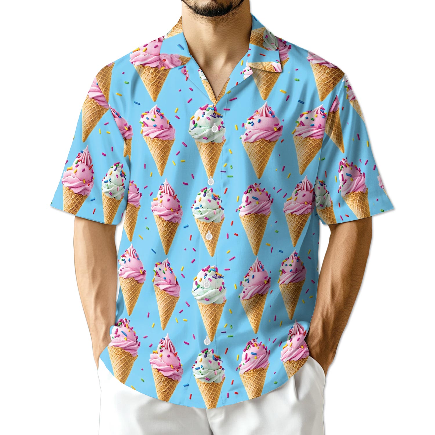 Netecom Vintage Ice Cream Hawaiian Shirt for Men