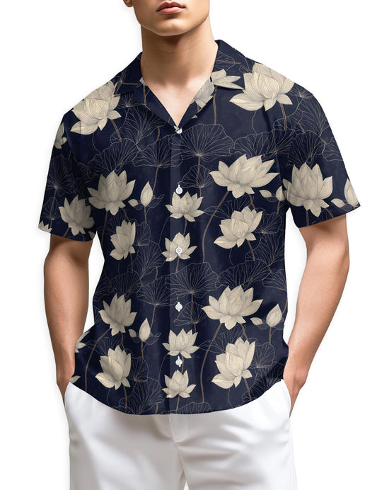 Netecom Vintage Lotus Hawaiian Shirt for Men