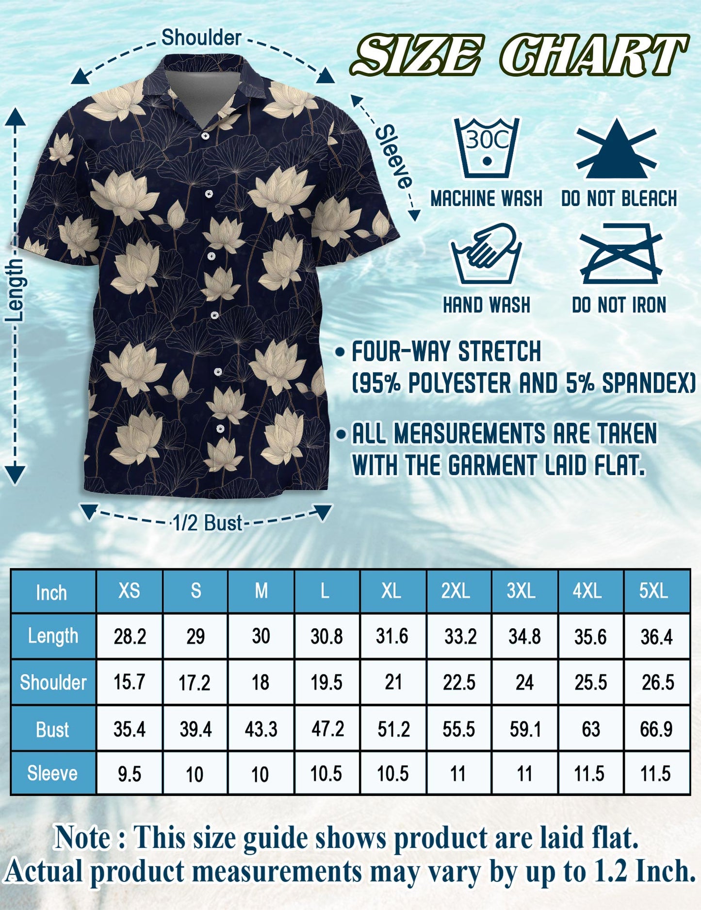 Netecom Vintage Lotus Hawaiian Shirt for Men, Flower Lover Gifts, Tropical Summer Beach Button Down Short Sleeve Shirts, S-5XL