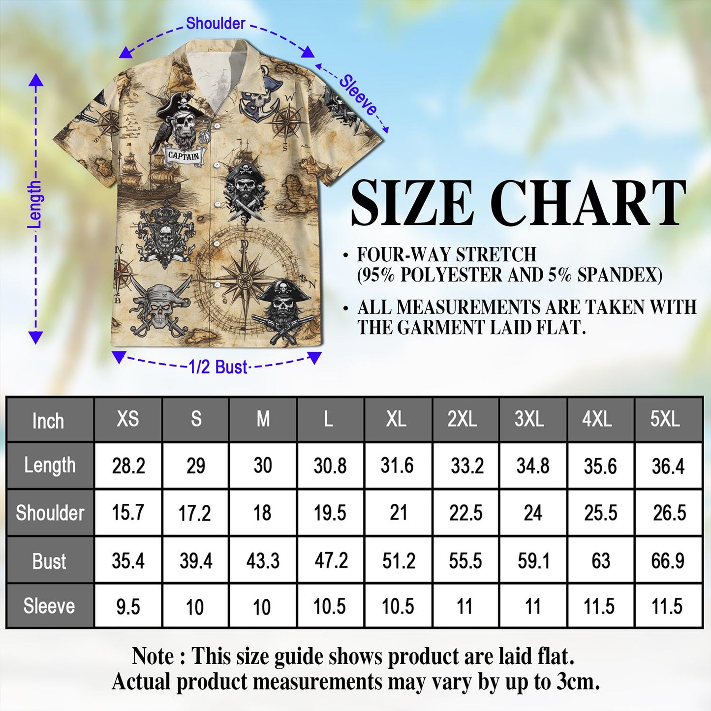 Netecom Vintage Pirate Skull Hawaiian Shirt for Men, Button Down Summer Beach Short Sleeve, Retro Style, Sizes S-5XL