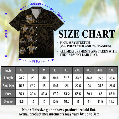 Netecom Vintage Polynesian Tribal Hawaiian Shirt for Men, Ocean Sea Turtle Button Down Summer Beach Short Sleeve, S-5XL