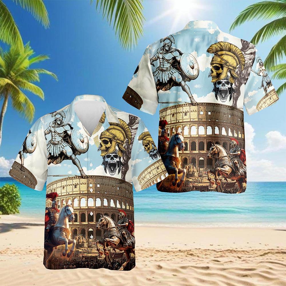 Netecom Vintage Roman Empire Hawaiian Shirt for Men, History Lover Gift, Ancient Rome Button Down Summer Beach Shirts, S-5XL