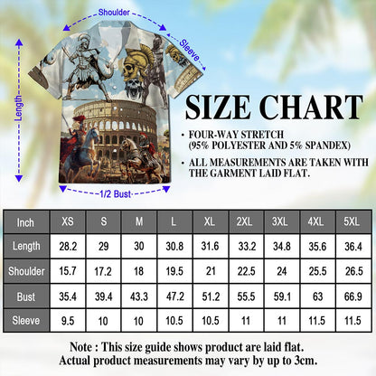 Netecom Vintage Roman Empire Hawaiian Shirt for Men, History Lover Gift, Ancient Rome Button Down Summer Beach Shirts, S-5XL
