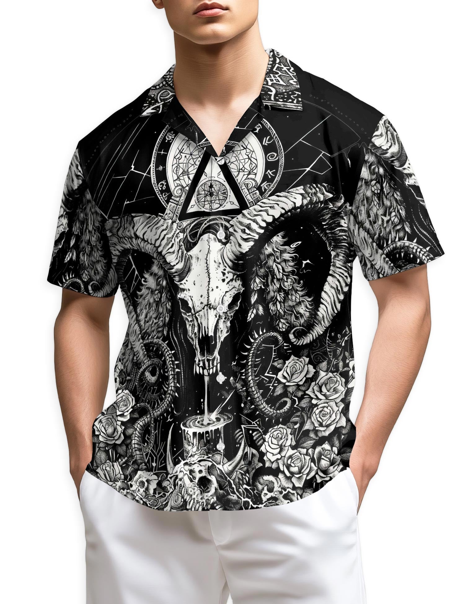 Netecom Vintage Satanic Pagan Demon Hawaiian Shirt for Men
