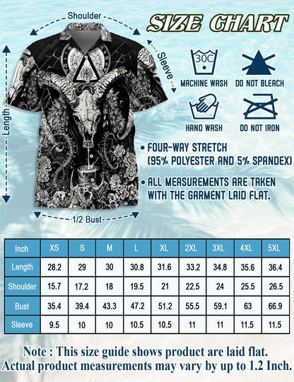 Vintage Satanic Pagan Demon Aloha Shirt for Men – Occult Beach Summer Button Down Short Sleeve Top