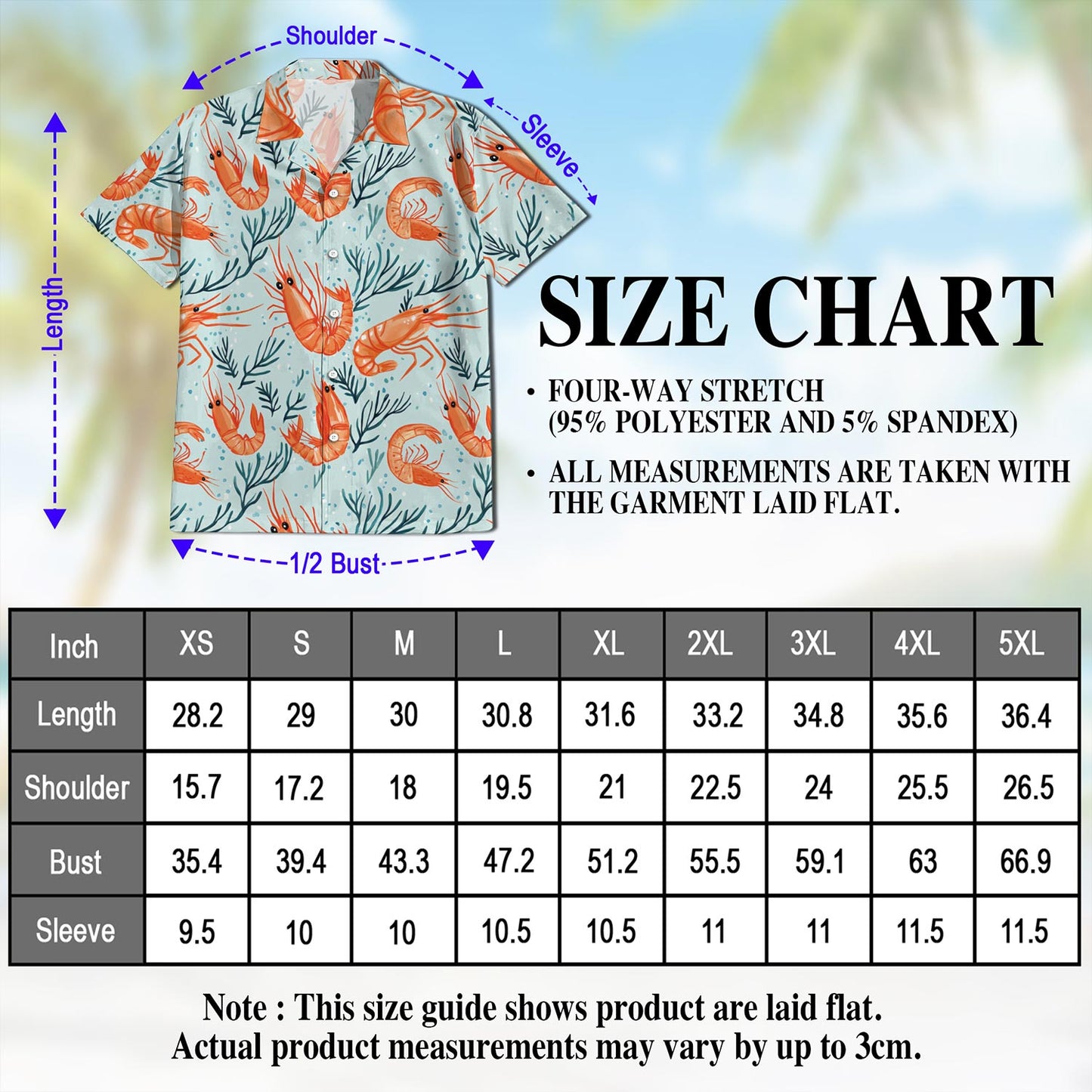 Netecom Vintage Shrimp Hawaiian Shirt for Men, Button Down Summer Beach Short Sleeve, Retro Style, Sizes S-5XL