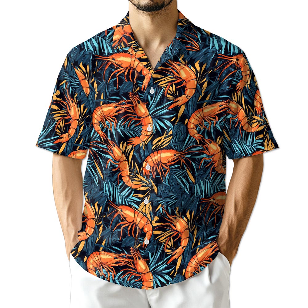 Netecom Vintage Shrimp Seafood Hawaiian Shirt for Men