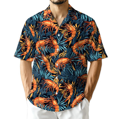 Netecom Vintage Shrimp Seafood Hawaiian Shirt for Men