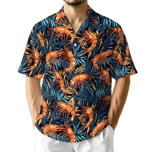 Netecom Vintage Shrimp Seafood Hawaiian Shirt for Men