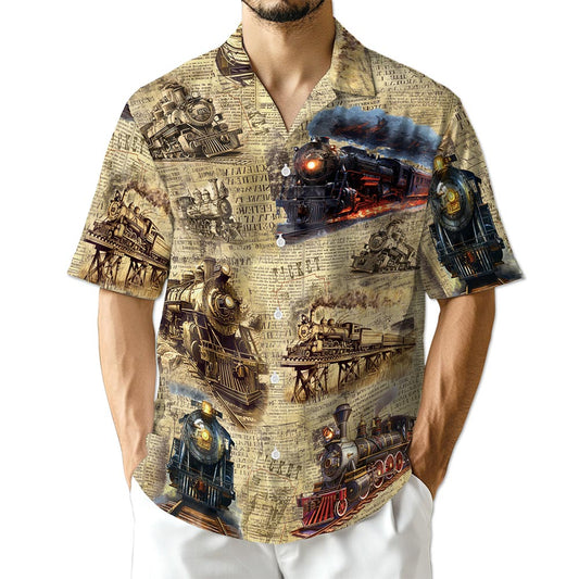 Netecom Vintage Train Hawaiian Shirt for Men Women