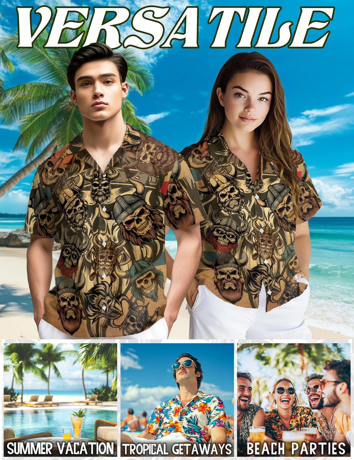 Netecom Vintage Viking My Rules Hawaiian Shirt for Men, Cat Memes Button Down Summer Beach Short Sleeve, Retro Style, Sizes S-5XL