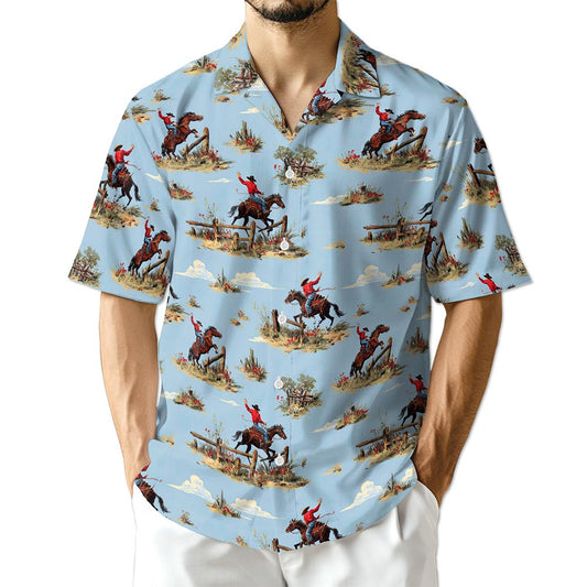 Netecom Vintage Western Cowboy Hawaiian Shirt for Men