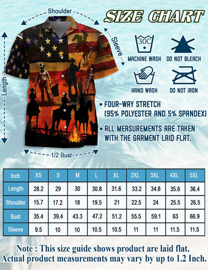Netecom Vintage Western Cowboy Sunset Hawaiian Shirt for Men, Wild Horses Button Down Summer Beach Short Sleeve, Sizes S-5XL