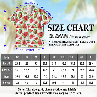 Netecom Water Melon Hawaiian Shirt for Men, Button Down Summer Beach Short Sleeve, Vintage Style, S-5XL