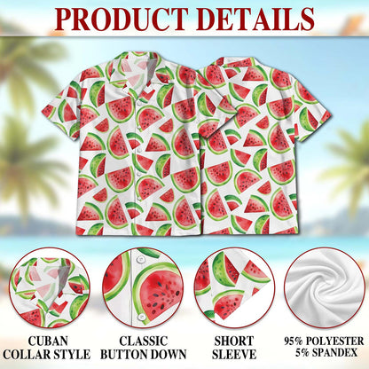 Netecom Water Melon Hawaiian Shirt for Men, Button Down Summer Beach Short Sleeve, Vintage Style, S-5XL