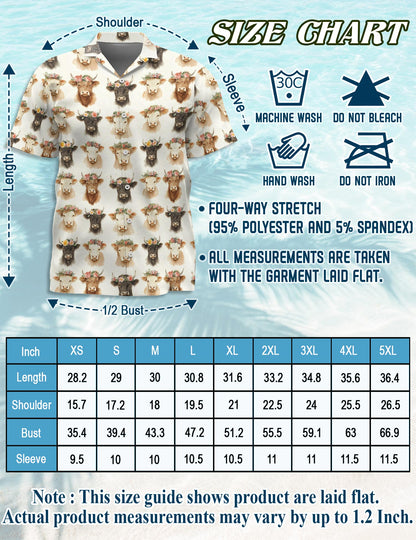 Netecom Watercolor Highland Cows Hawaiian Shirt for Men, Cow Lover Gifts, Button Down Summer Beach Short Sleeve, S-5XL