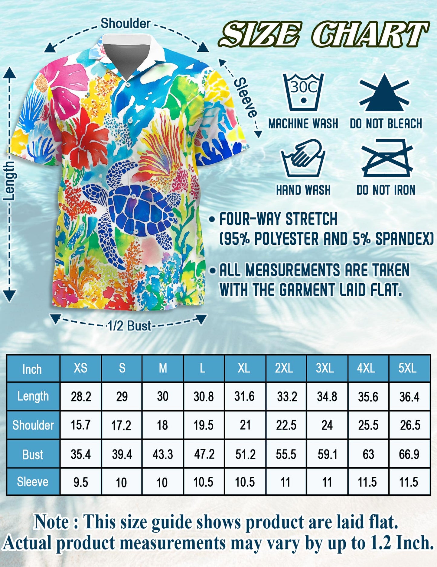 Netecom Watercolor Ocean Hawaiian Shirt for Men, Colorful Style, Button Down Summer Beach Short Sleeve, S-5XL