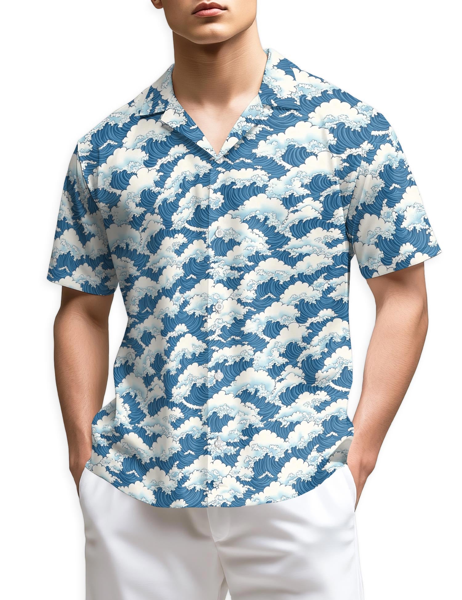 Netecom Wave Japan Style Hawaiian Shirt for Men