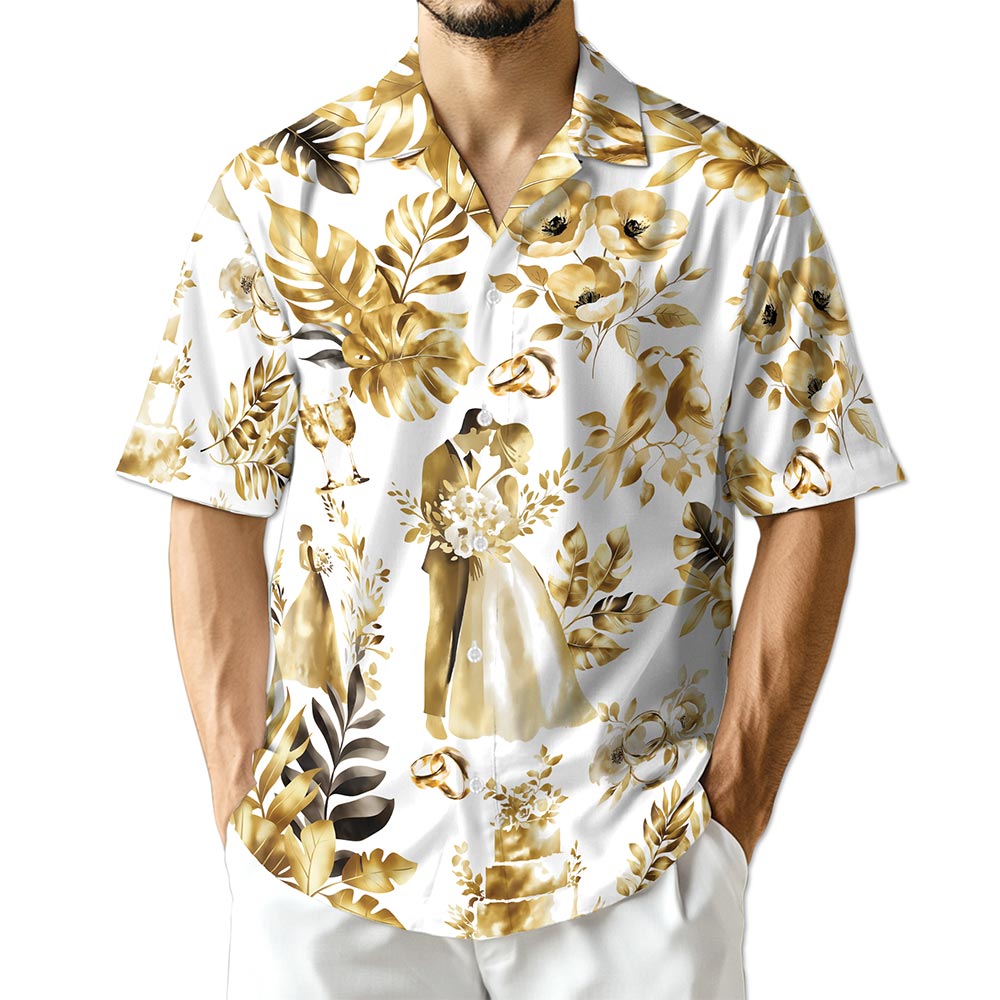 Netecom Wedding Engraved Hawaiian Shirt for Men
