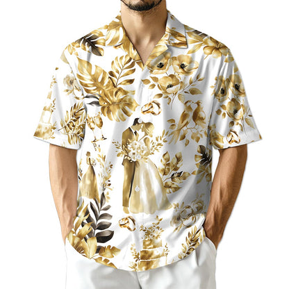 Netecom Wedding Engraved Hawaiian Shirt for Men
