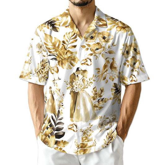Netecom Wedding Engraved Hawaiian Shirt for Men