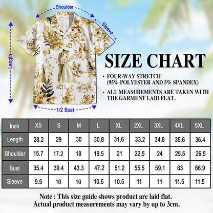 Netecom Wedding Engraved Hawaiian Shirt for Men, Tropical Style, Button Down Summer Beach Short Sleeve, S-5XL