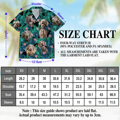 Netecom Weimaraner Dog Hawaiian Shirt for Men, Tropical Style, Button Down Summer Beach Short Sleeve, S-5XL