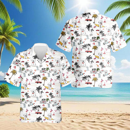 Netecom West Highland White Terrier Hawaiian Shirt for Men, Button Down Summer Beach Short Sleeve, Dog Lover Gifts, S-5XL