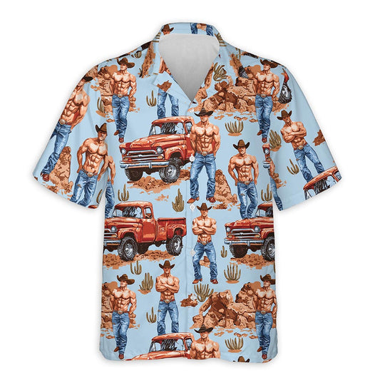 Netecom Western Cowboy Vintage Car Hawaiian Shirt for Men