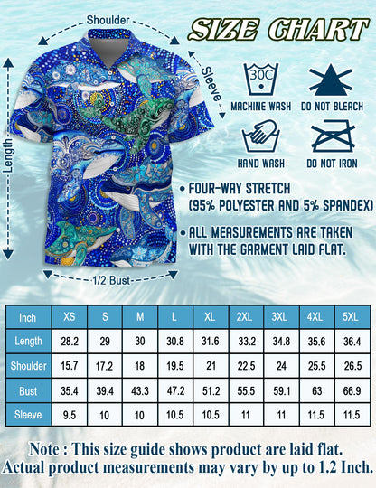 Netecom Whale Hawaiian Shirt for Men, Ocean Style, Button Down Summer Beach Short Sleeve, S-5XL