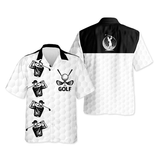Netecom White Golf Ball Hawaiian Shirt for Men
