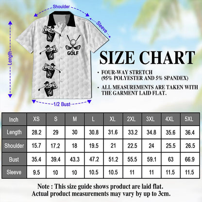 Netecom White Golf Ball Hawaiian Shirt for Men, Sporty Golf Style, Button Down Summer Beach Short Sleeve, S-5XL