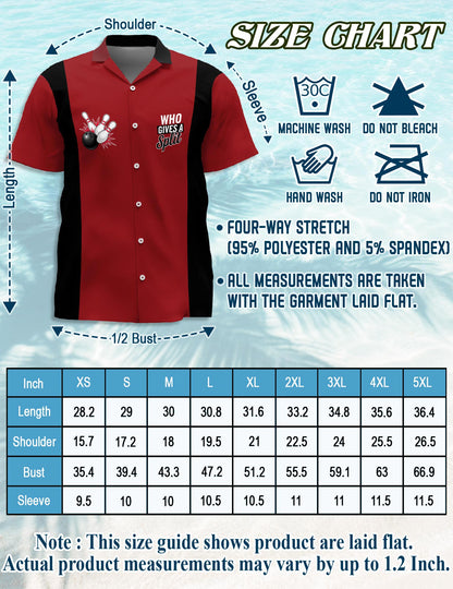 Netecom Who Gives A Split Hawaiian Shirt for Men, Button Down Summer Beach Short Sleeve, Bowling Lover Gift, Sizes S-5XL