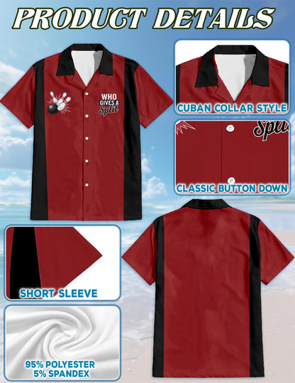Netecom Who Gives A Split Hawaiian Shirt for Men, Button Down Summer Beach Short Sleeve, Bowling Lover Gift, Sizes S-5XL