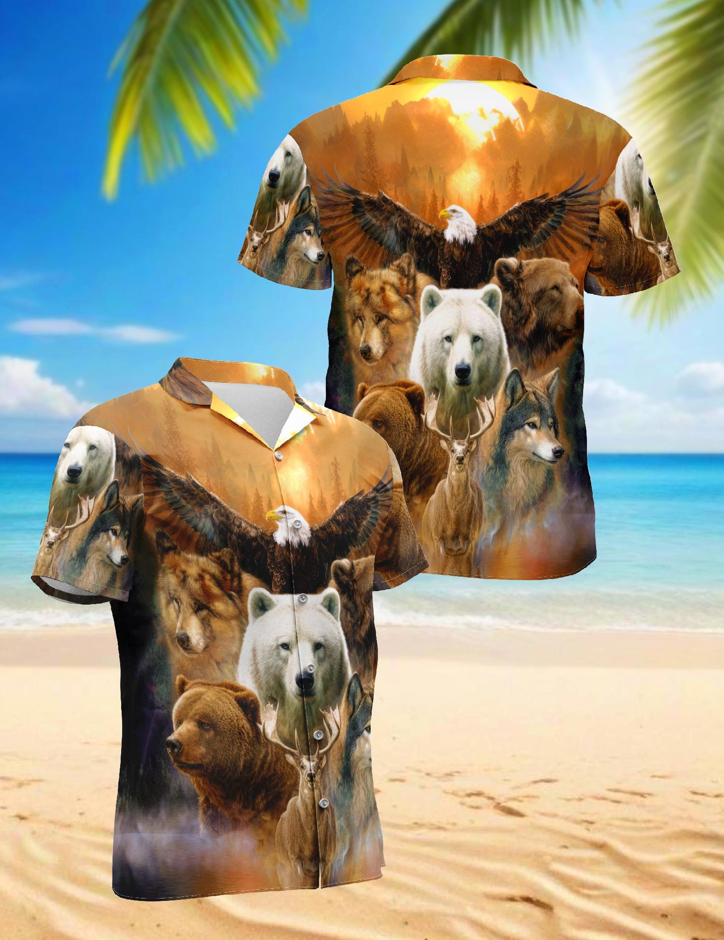 Netecom Wild Animal Hawaiian Shirt for Men, Jungle Safari Style, Button Down Summer Beach Short Sleeve, S-5XL