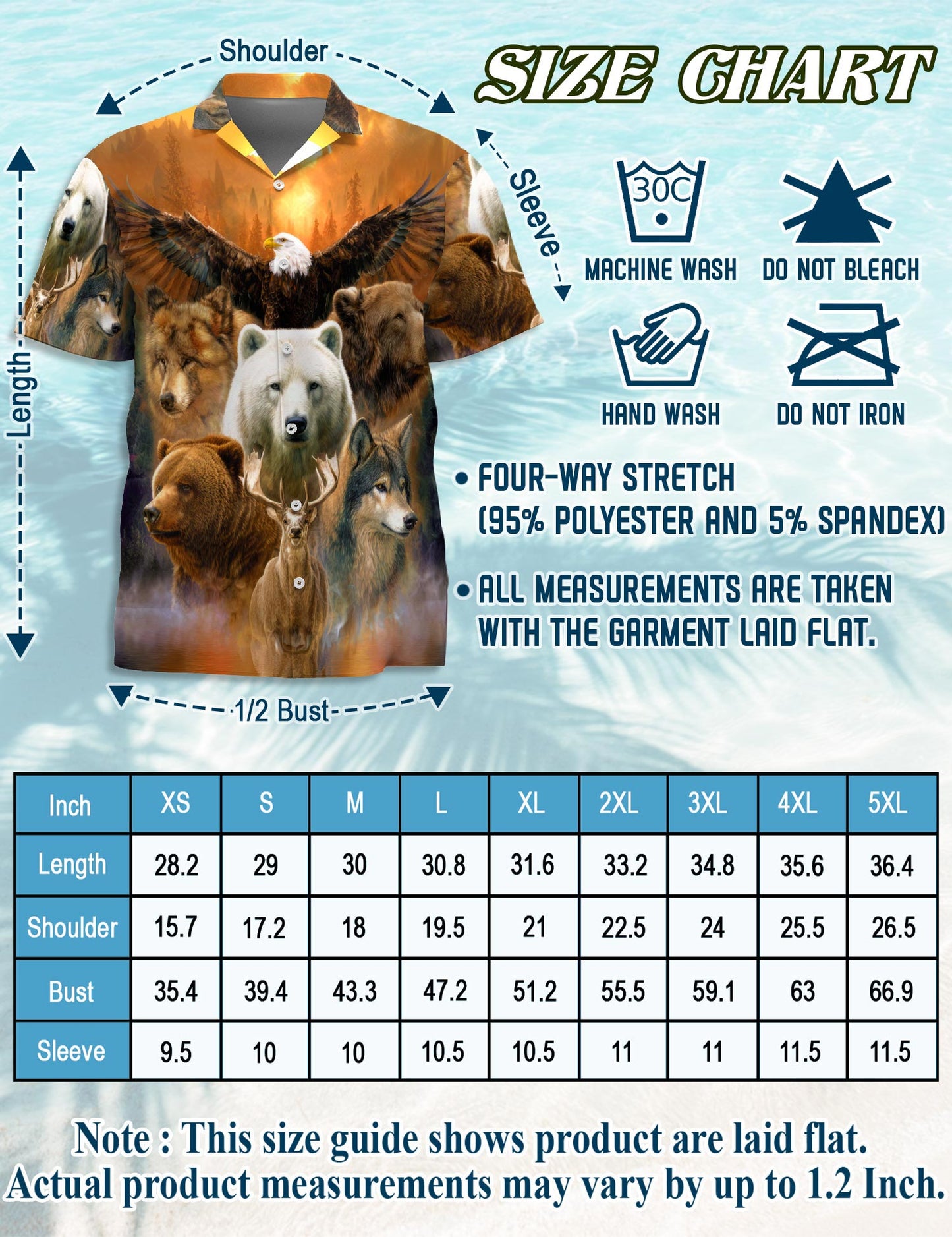 Netecom Wild Animal Hawaiian Shirt for Men, Jungle Safari Style, Button Down Summer Beach Short Sleeve, S-5XL