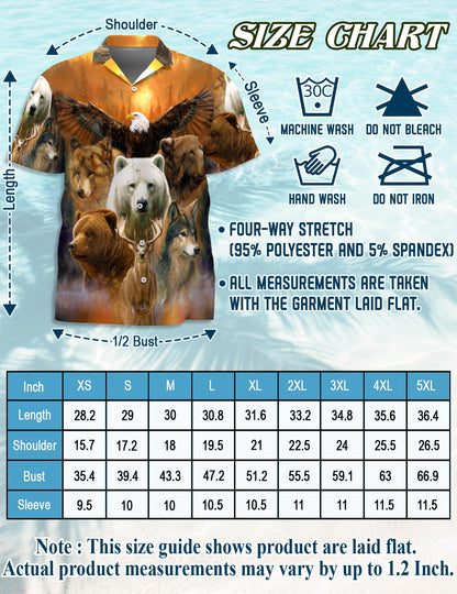 Netecom Wild Animal Hawaiian Shirt for Men, Jungle Safari Style, Button Down Summer Beach Short Sleeve, S-5XL