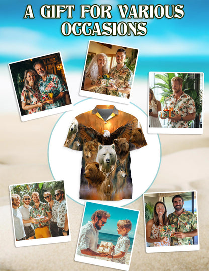 Netecom Wild Animal Hawaiian Shirt for Men, Jungle Safari Style, Button Down Summer Beach Short Sleeve, S-5XL