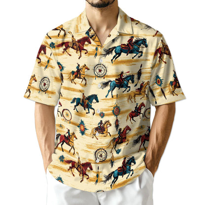 Netecom Wild Horse Hawaiian Shirt for Men, Button Down Summer Beach Short Sleeve, Sport Style, S-5XL